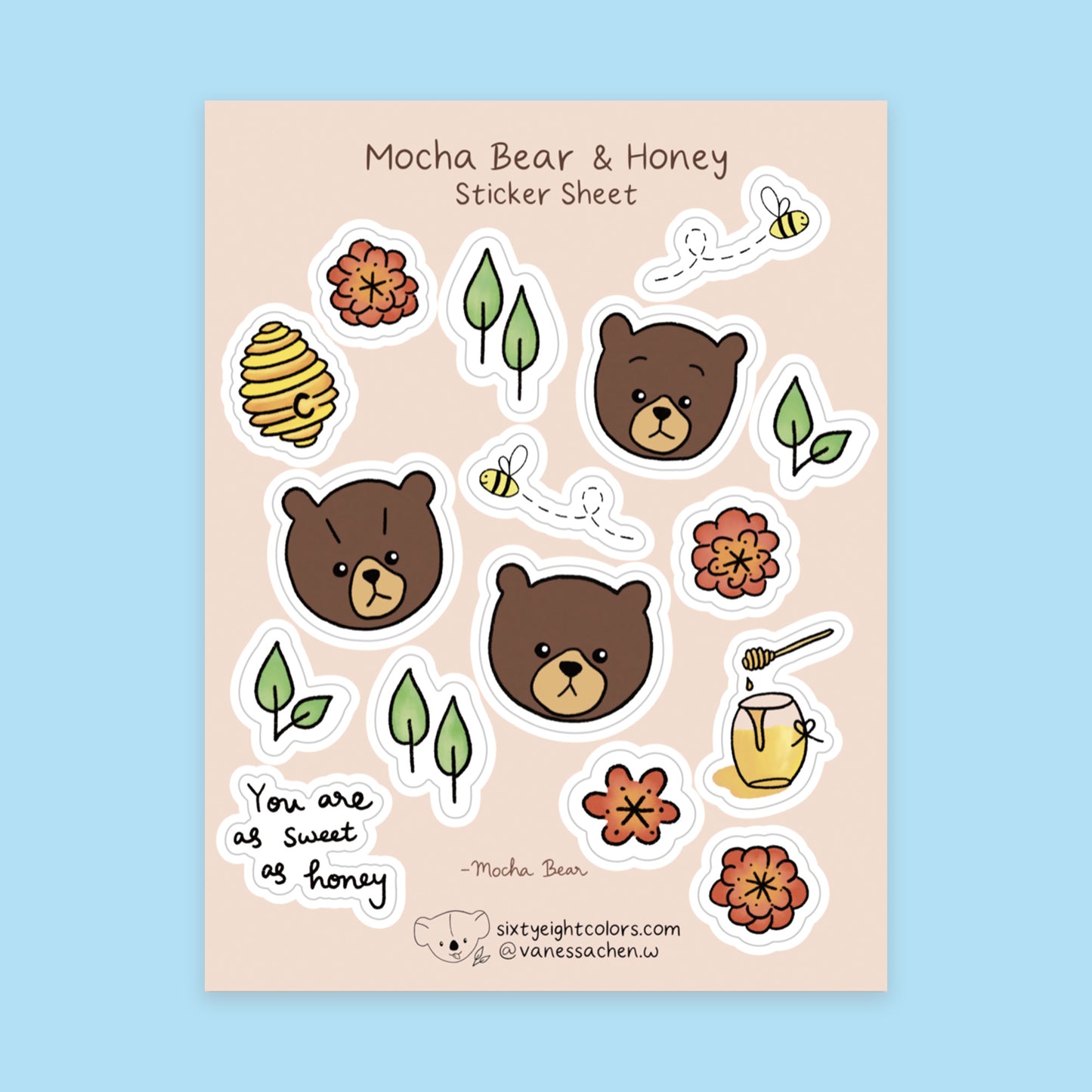 Mocha Bear Sticker Sheet