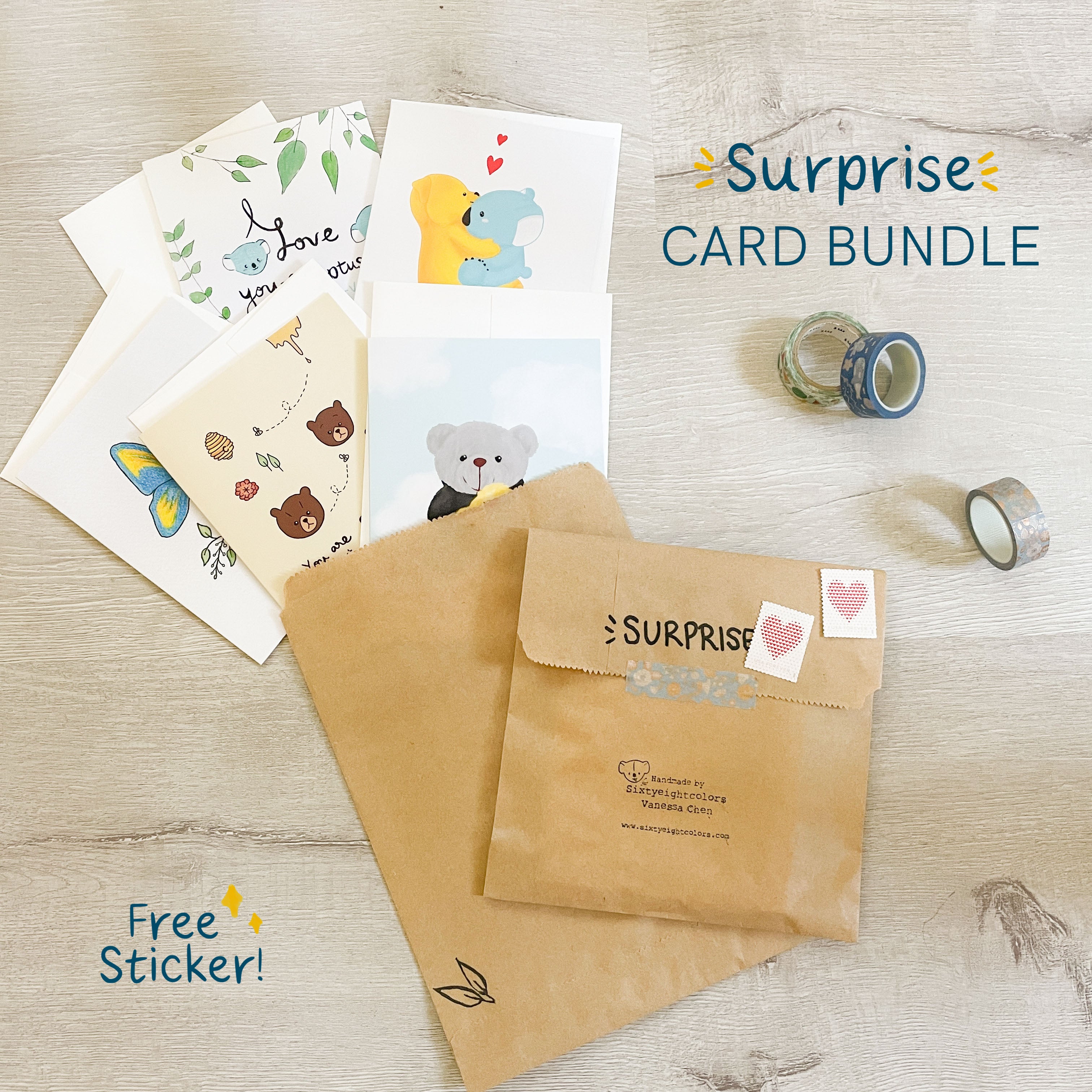 Surprise Card Routine Surprise Cards & Sticker Pack – Sixtyeightcolors by Vanessa
